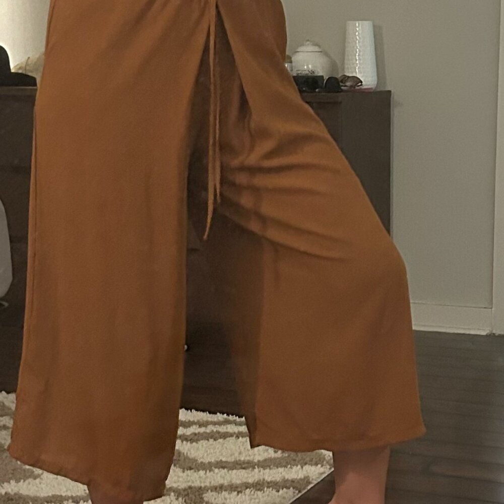 Wide Leg Tan Brown Pants